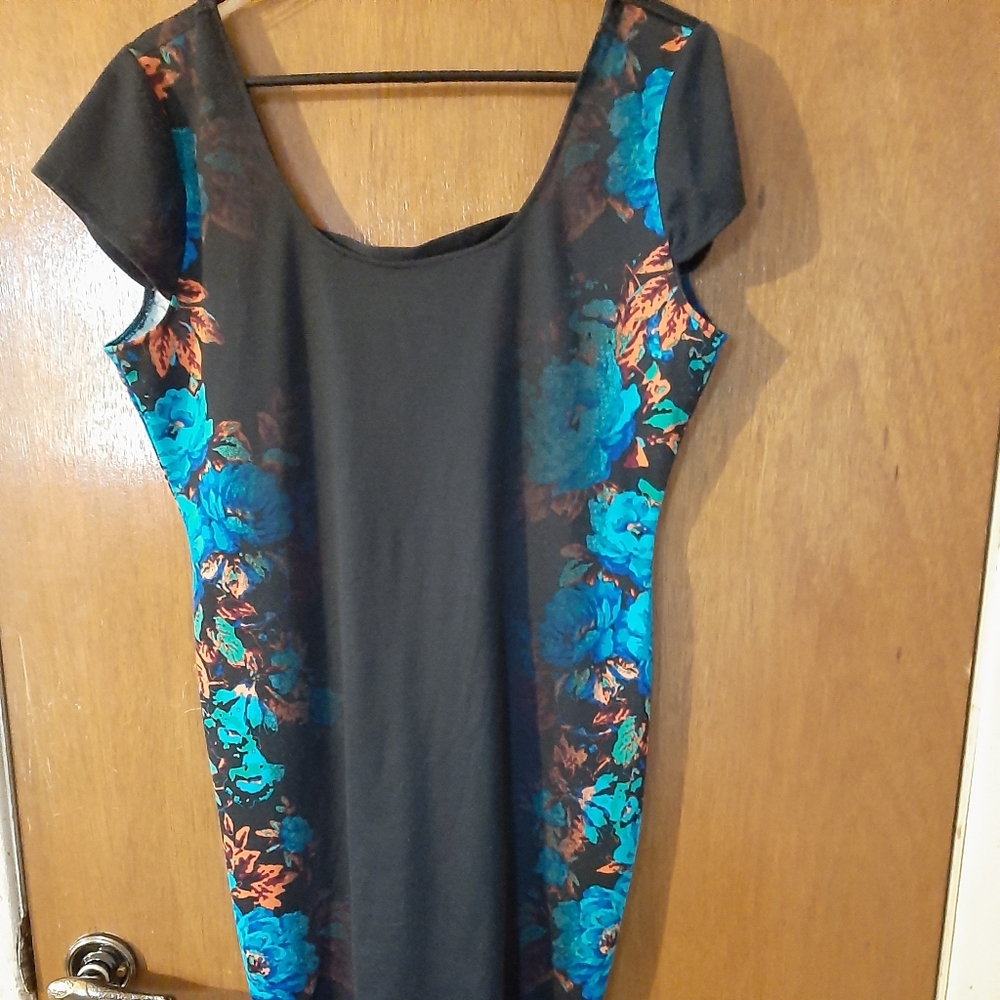As U Wish  - Spring and Summer Dress Black With Fl